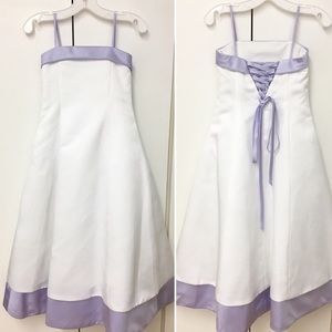 Pretty David’s Bridal flower girl dress & purse!